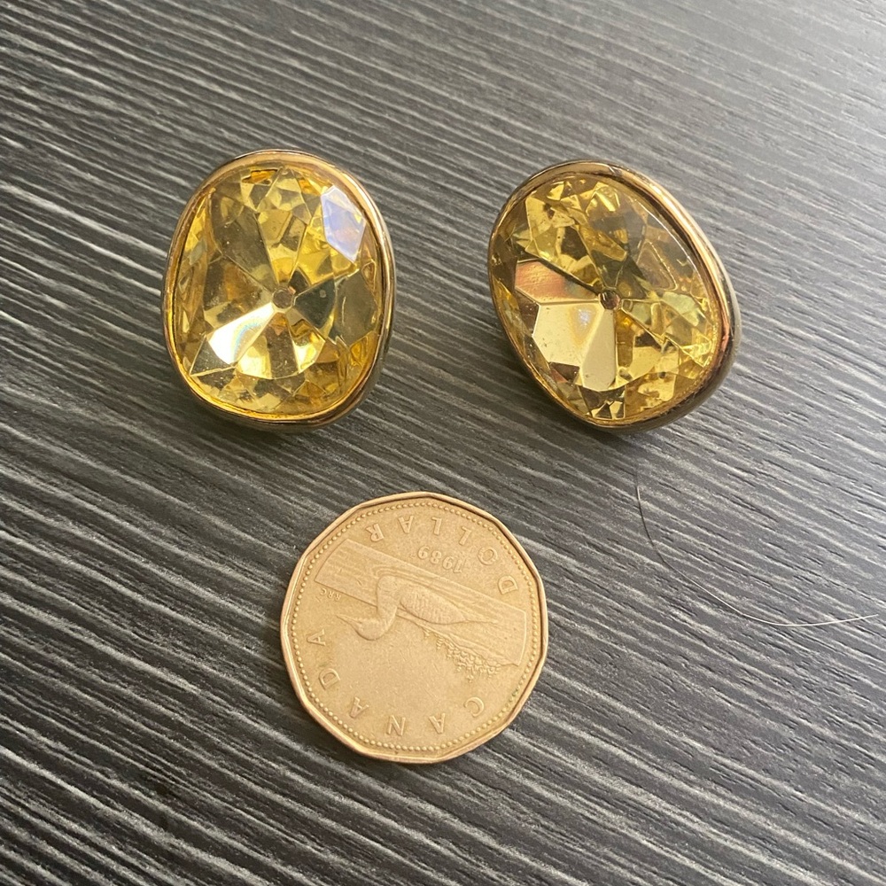 Kenneth Jay Lane Gold Yellow Crystal Earrings - Picture 1 of 6